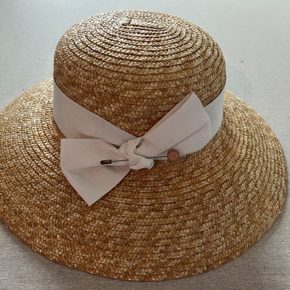 Straw Summer Hat; handmade/hand braided in Charleston in Natural Classic Hat wit